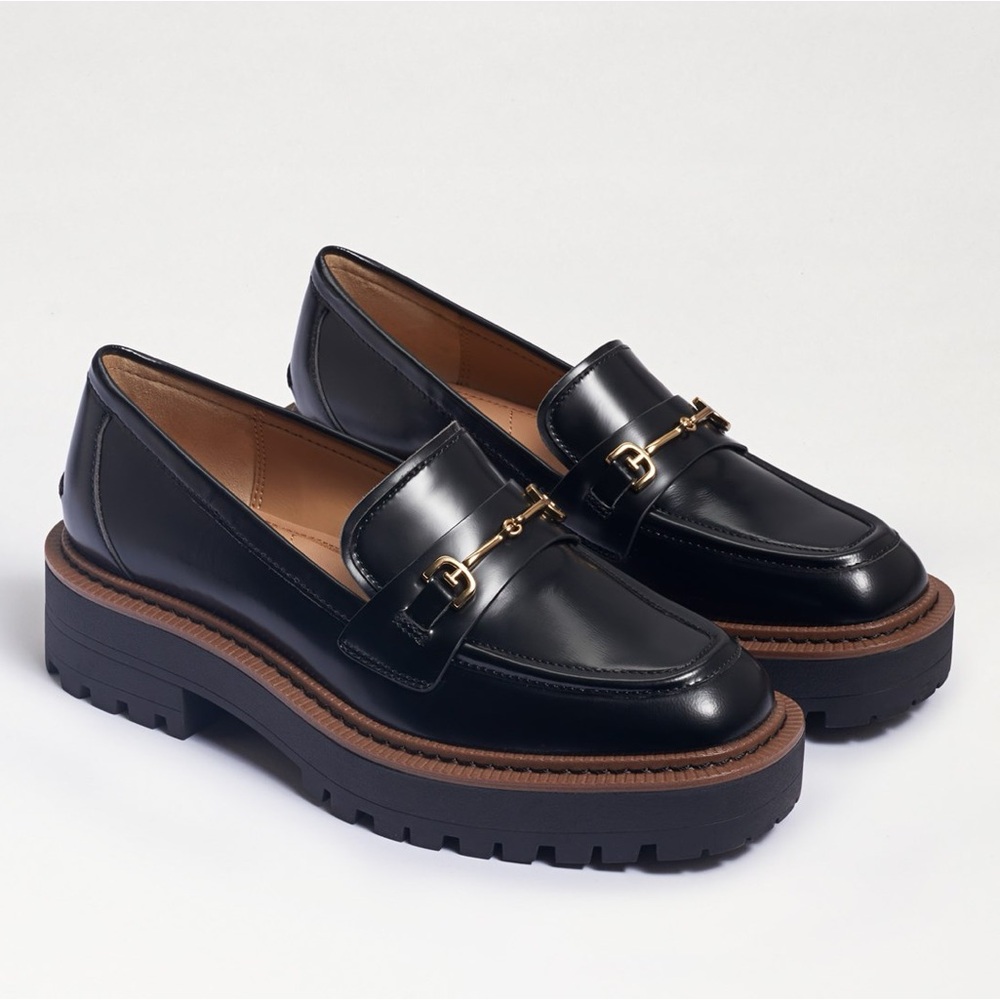 Sam Edelman Black Loafers with Gold Accent